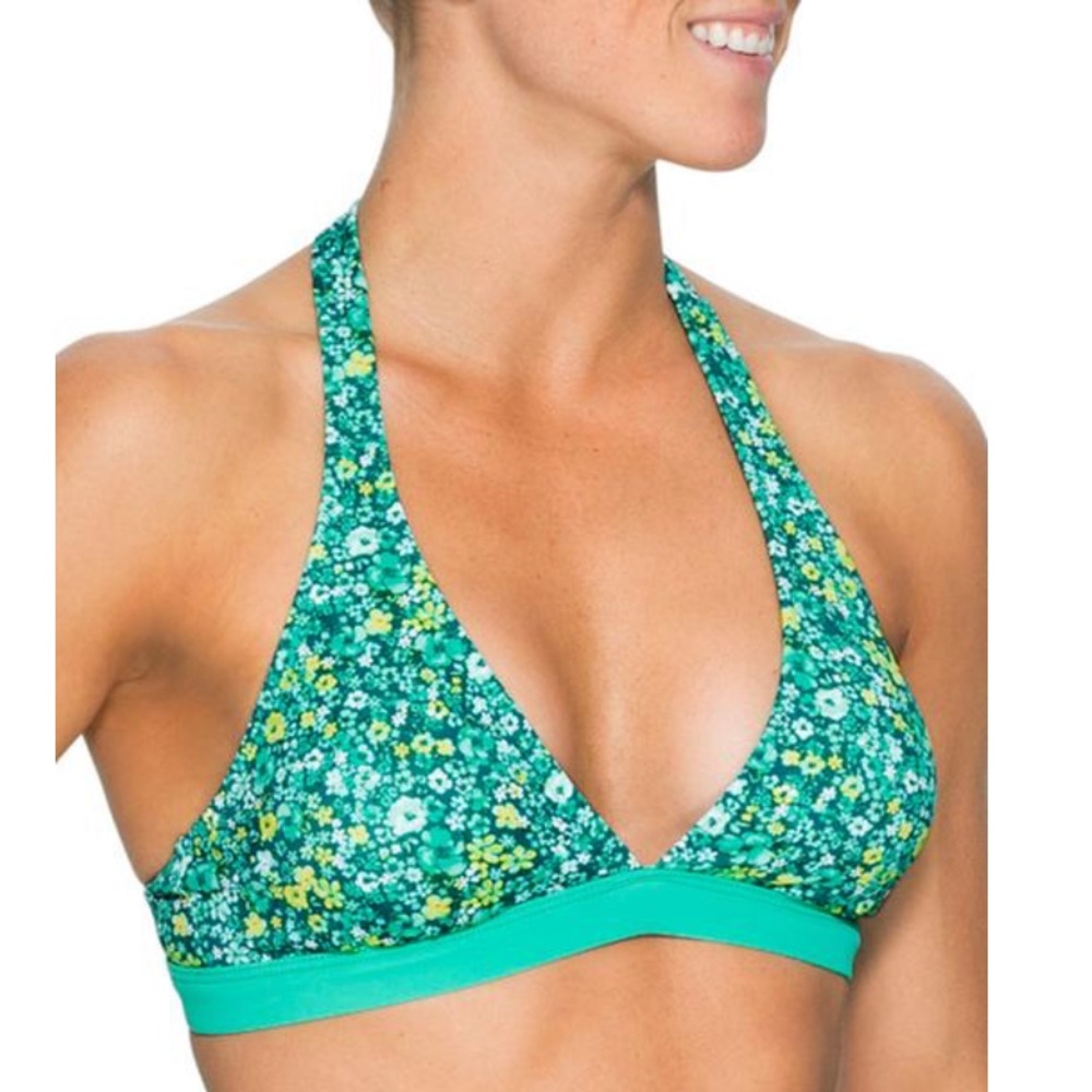 Athleta Zahara  Swim Top Sz M Ditsy Floral Feminine Girly Sporty Bikini Beach